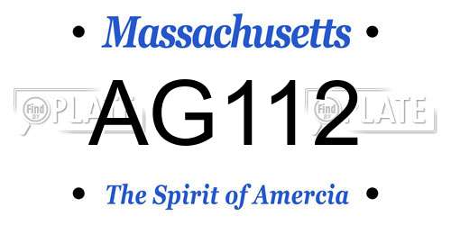 AG112 Massachusetts License Plate