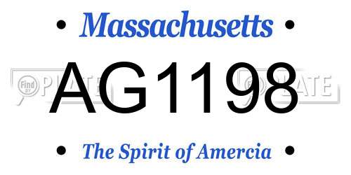 AG1198 Massachusetts License Plate