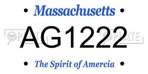 AG1222 Massachusetts License Plate