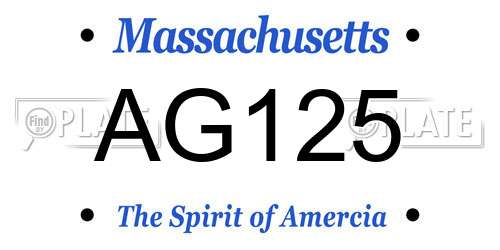 AG125 Massachusetts License Plate