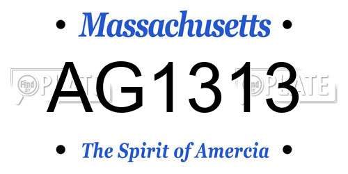 AG1313 Massachusetts License Plate