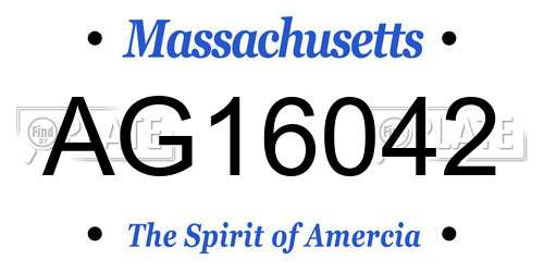 AG16042 Massachusetts License Plate