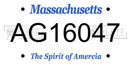 AG16047 Massachusetts License Plate
