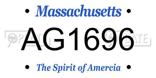 AG1696 Massachusetts License Plate
