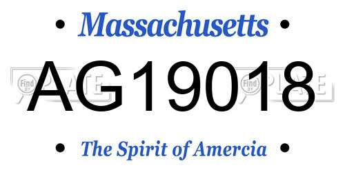 AG19018 Massachusetts License Plate