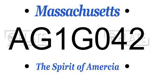 AG1G042 Massachusetts License Plate