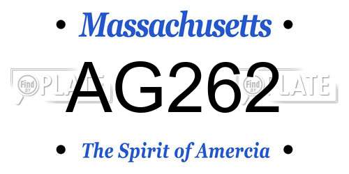 AG262 Massachusetts License Plate