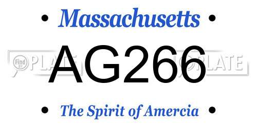 AG266 Massachusetts License Plate