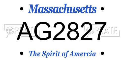 AG2827 Massachusetts License Plate