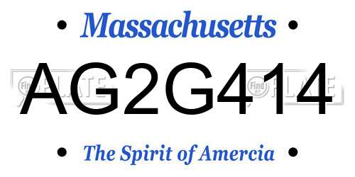 AG2G414 Massachusetts License Plate