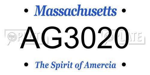 AG3020 Massachusetts License Plate