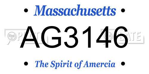AG3146 Massachusetts License Plate