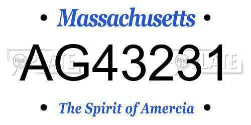 AG43231 Massachusetts License Plate