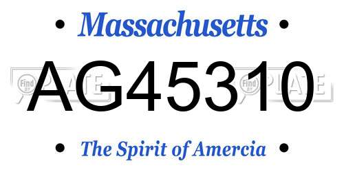 AG45310 Massachusetts License Plate