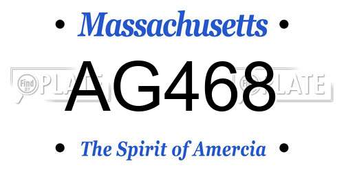 AG468 Massachusetts License Plate