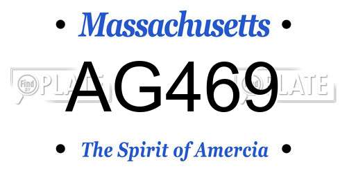 AG469 Massachusetts License Plate