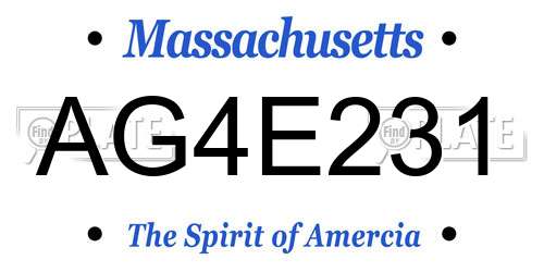 AG4E231 Massachusetts License Plate