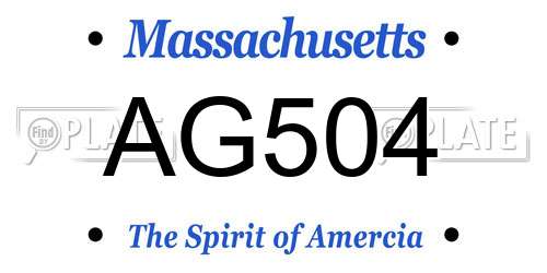 AG504 Massachusetts License Plate