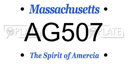 AG507 Massachusetts License Plate