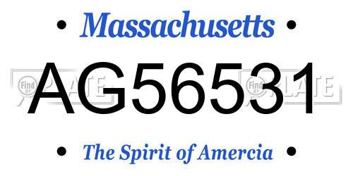 AG56531 Massachusetts License Plate