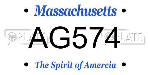 AG574 Massachusetts License Plate