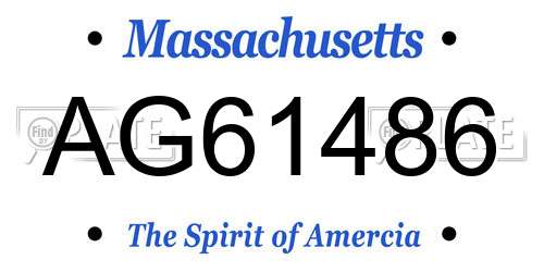 AG61486 Massachusetts License Plate