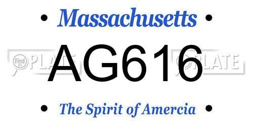 AG616 Massachusetts License Plate