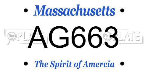 AG663 Massachusetts License Plate