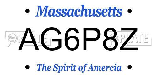 AG6P8Z Massachusetts License Plate
