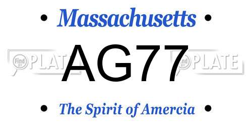 AG77 Massachusetts License Plate
