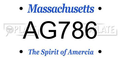 AG786 Massachusetts License Plate