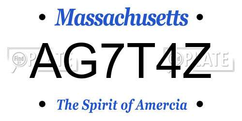 AG7T4Z Massachusetts License Plate