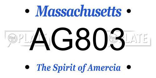 AG803 Massachusetts License Plate