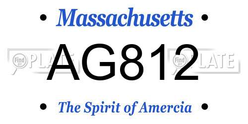 AG812 Massachusetts License Plate