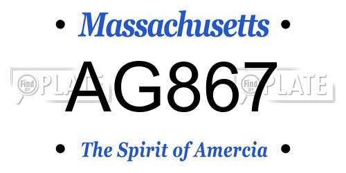 AG867 Massachusetts License Plate