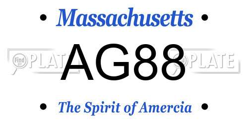 AG88 Massachusetts License Plate
