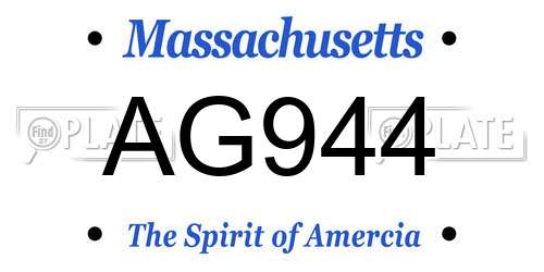 AG944 Massachusetts License Plate