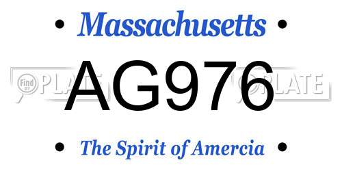 AG976 Massachusetts License Plate