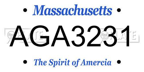 AGA3231 Massachusetts License Plate