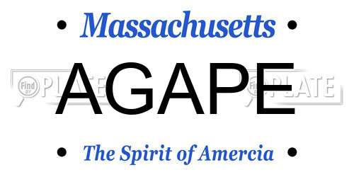 AGAPE Massachusetts License Plate