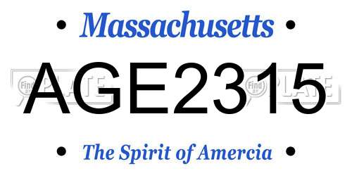AGE2315 Massachusetts License Plate