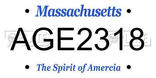 AGE2318 Massachusetts License Plate