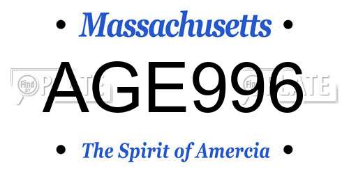 AGE996 Massachusetts License Plate