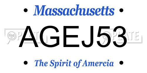 AGEJ53 Massachusetts License Plate