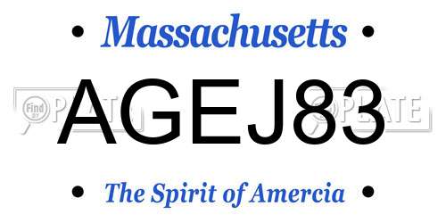 AGEJ83 Massachusetts License Plate