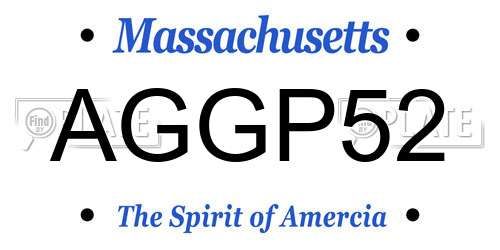 AGGP52 Massachusetts License Plate