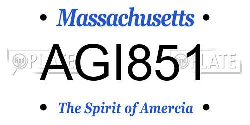 AGI851 Massachusetts License Plate