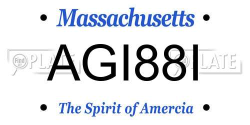 AGI88I Massachusetts License Plate