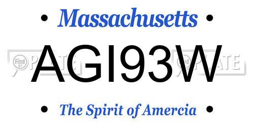 AGI93W Massachusetts License Plate