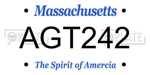 AGT242 Massachusetts License Plate